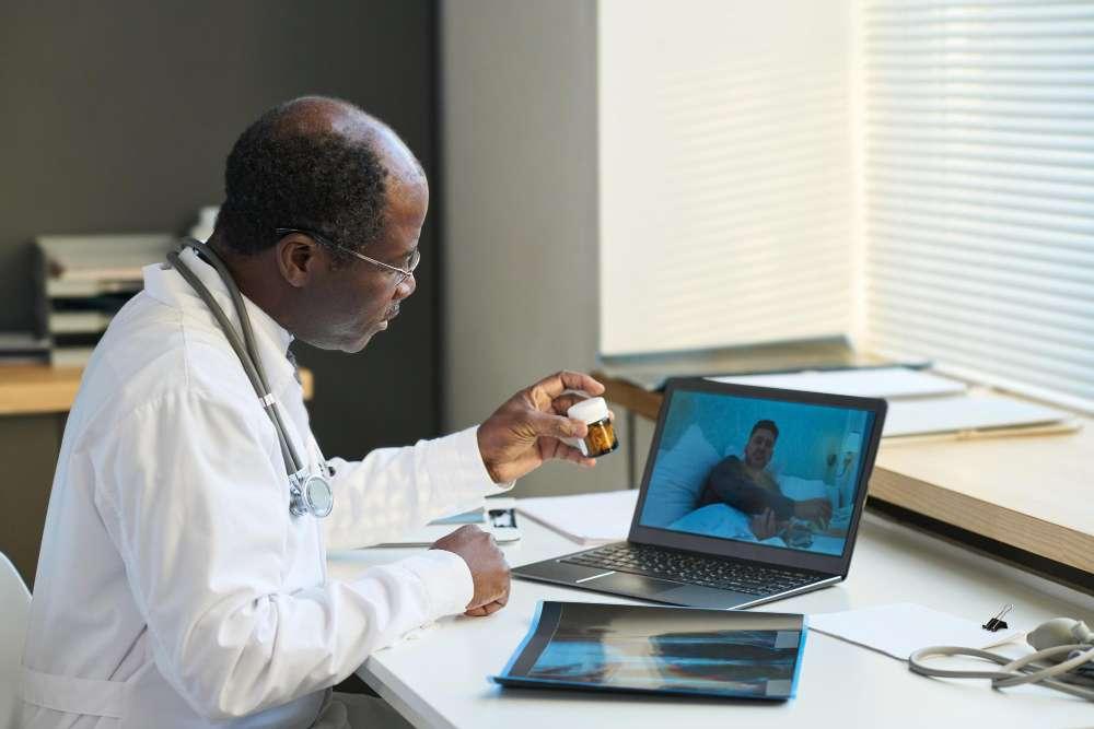 Doctor conducting a telehealth consultation