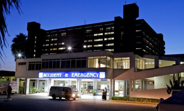 Hospital accident and emergency entrance at night